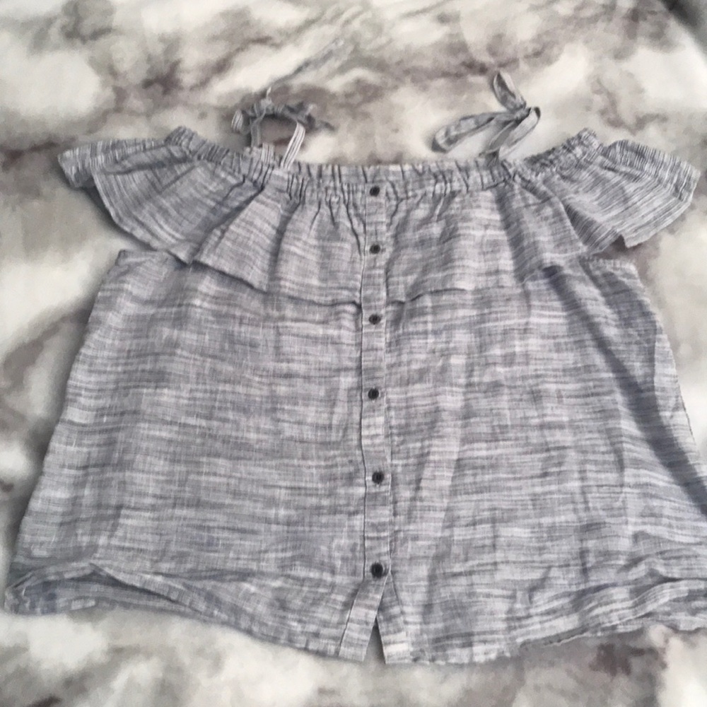Lucky Brand Linen Off Shoulder Top sz L